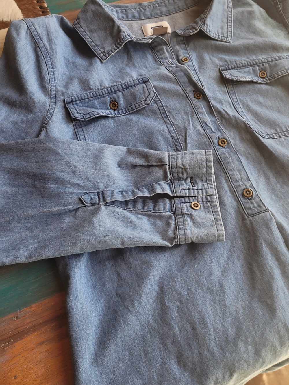 Old Navy Chambray Denim Button-Down Dress - Picture 2 of 5